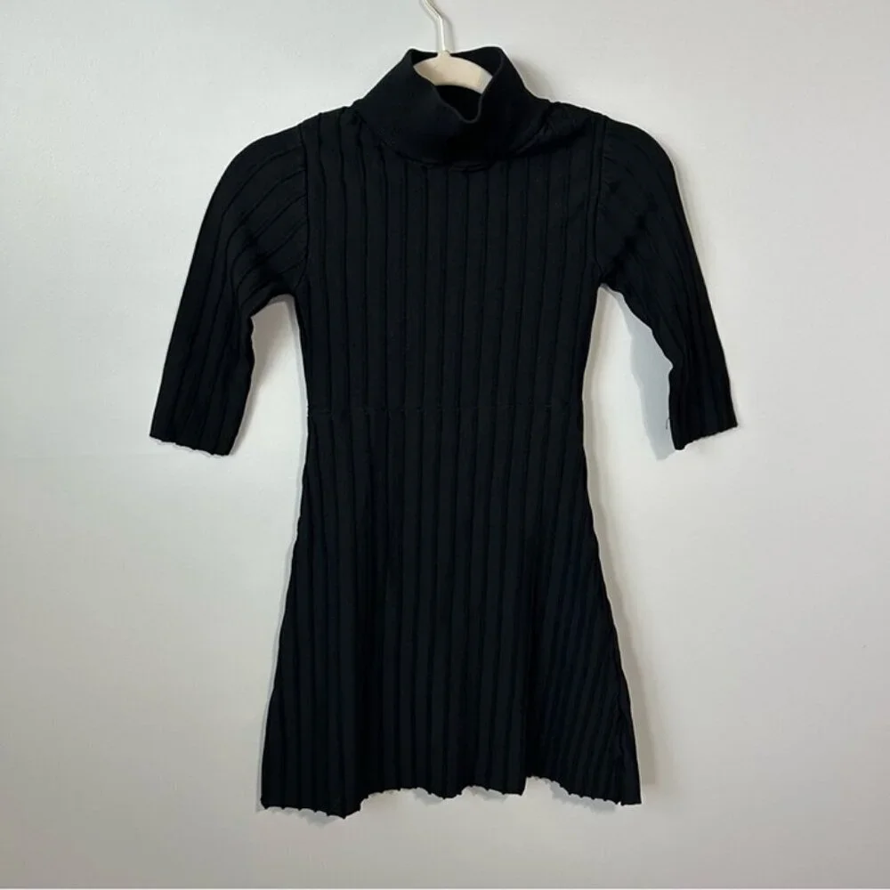 For Love And Lemons X KNITZ Simone Laced Black Sweater 3/4 Sleeve Mini Dress - Picture 3 of 7
